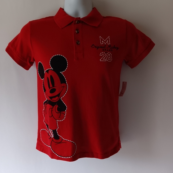Disney Other - Disney Red Polo Shirt with Black Mickey Graphic